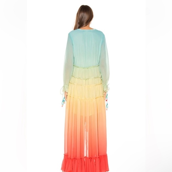 Linjia Shop High Low Ruffled Rainbow Colorful Boho Maxi Dress - Picture 4 of 9